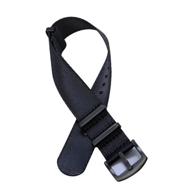 Seatbelt Military Style Strap - Black with Black PVD Buckle & Keepers